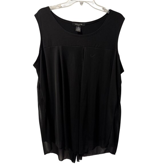 Adele & May Womans Black Sleeveless Tunic  Size 1X blouse - Picture 1 of 12